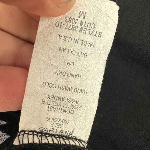 Linda Segal Black & Beige Abstract Print Top With Keyhole Detail Size Medium - Picture 4 of 5